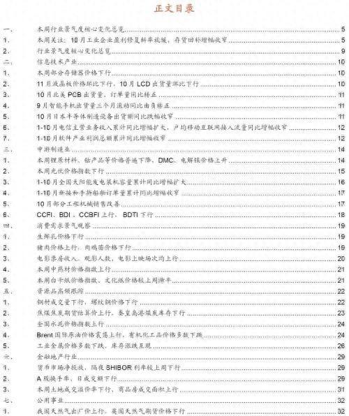 10月工业企业盈利持续修复叉车等部分工程机械销量改善——行业景气观察（1129）(图1)